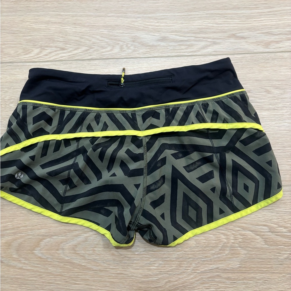 lululemon athletica Black and Green Patterned Athletic Shorts